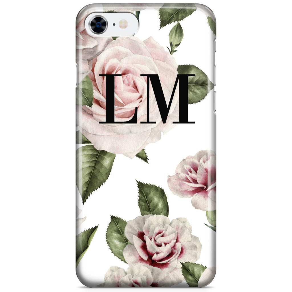 Personalised White Floral Rose Initials iPhone SE Case