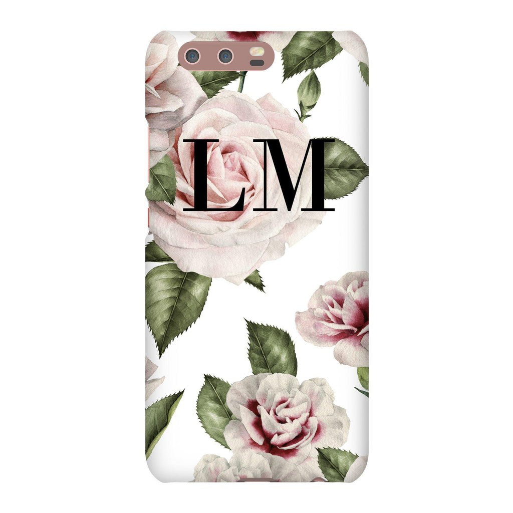 Personalised White Floral Rose Initials Huawei P10 Case