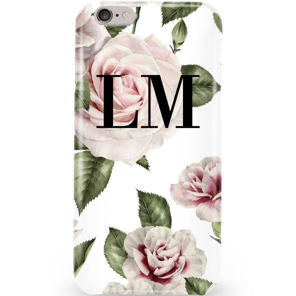Personalised White Floral Rose Initials iPhone 6/6s Case