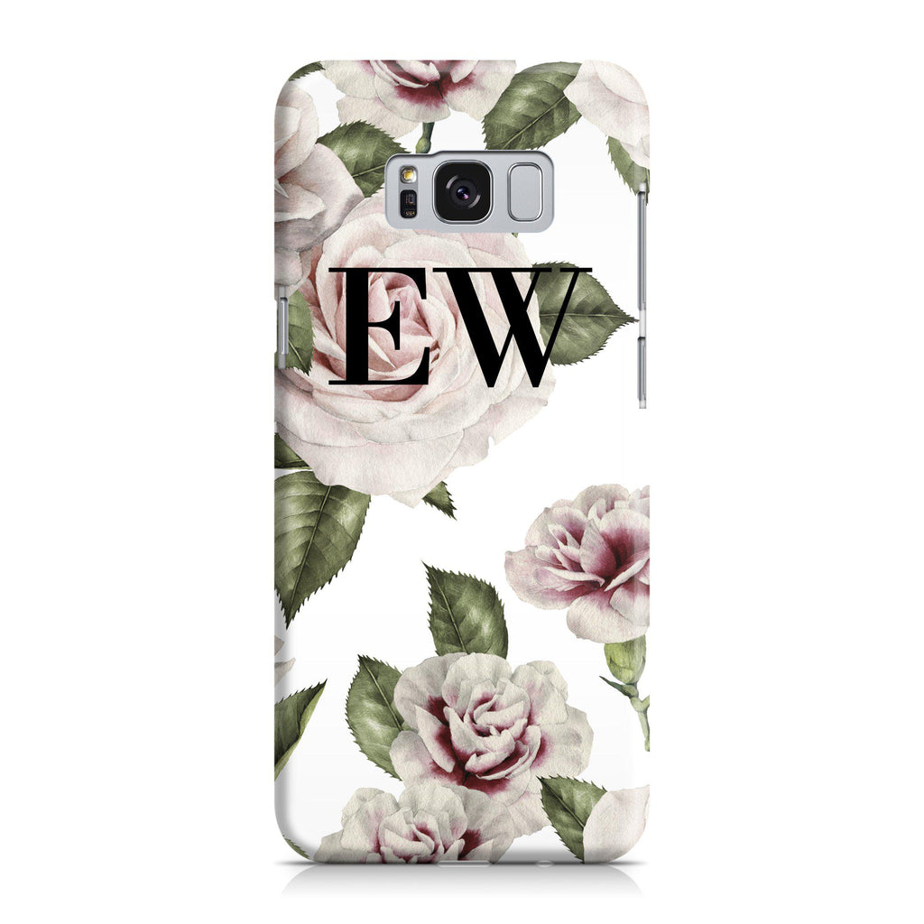 Personalised White Floral Rose Initials Samsung Galaxy S8 Plus Case