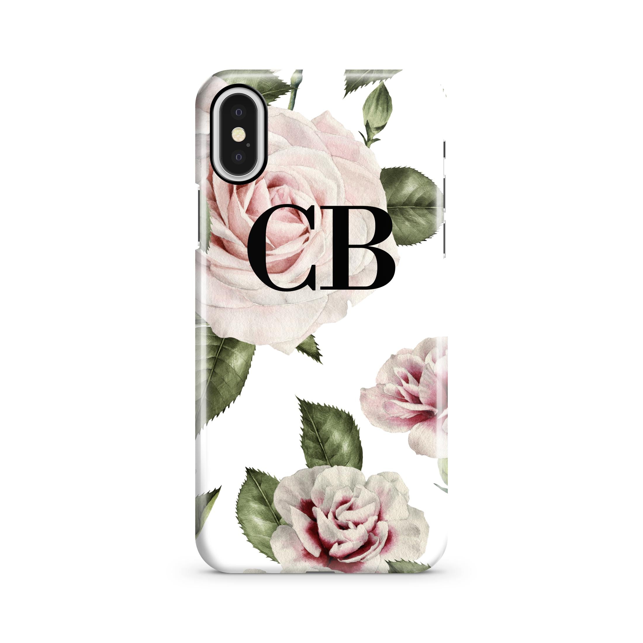 Personalised Floral Rose Initials iPhone X