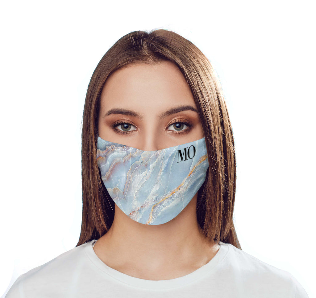 Personalised Ocean Marble Initials Reusable Face Mask