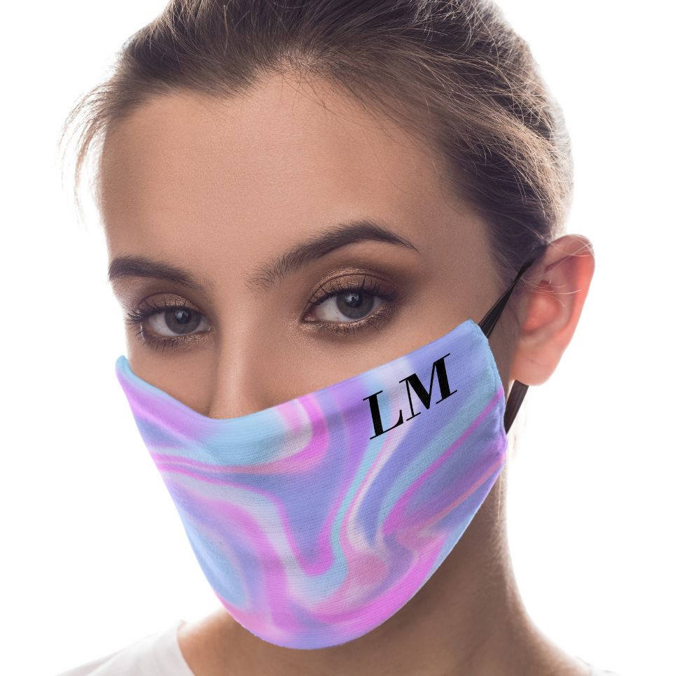 Personalised Luxe Blue Name Reusable Face Mask