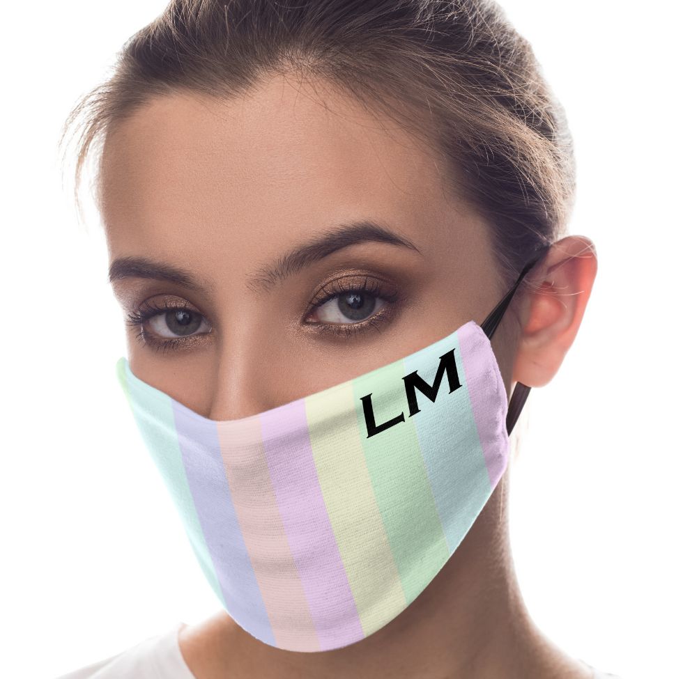 Personalised Pastel Stripes Reusable Face Mask