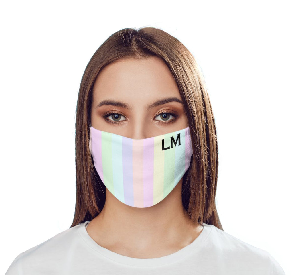 Personalised Pastel Stripes Reusable Face Mask