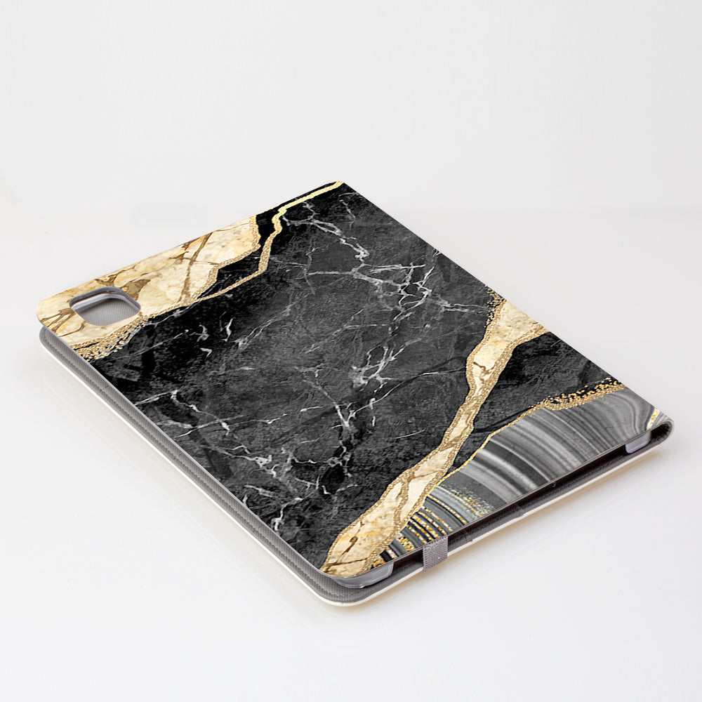 Personalised Black and Gold Marble Name iPad Pro Case