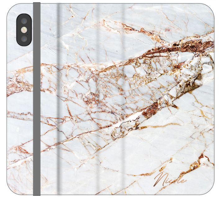 Personalised Cracked Marble Bronze Initial iPhone XS Case