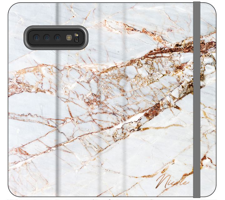 Personalised Cracked Marble Bronze Initials Samsung Galaxy S10 Case