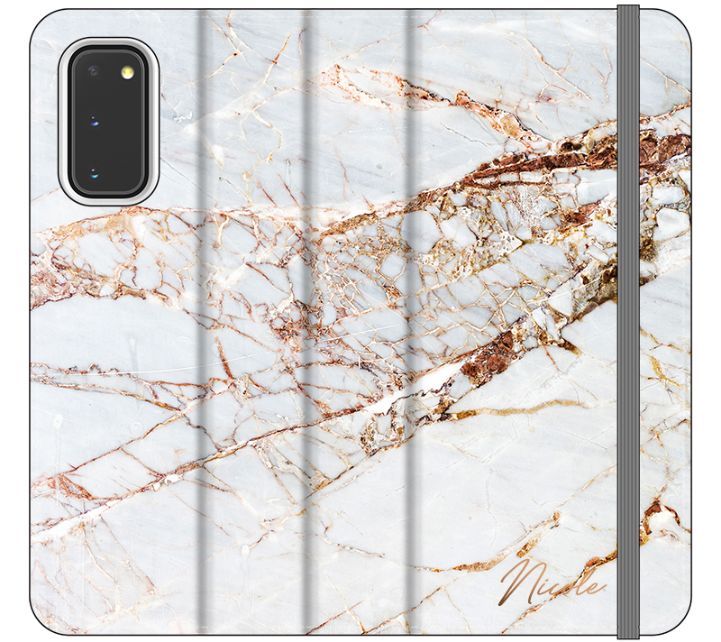 Personalised Cracked Marble Bronze Initials Samsung Galaxy S20 FE Case