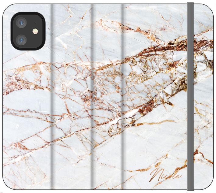 Personalised Cracked Marble Bronze Initial iPhone 12 Mini Case