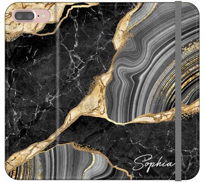 Personalised Black and Gold Marble Name iPhone 8 Plus Case