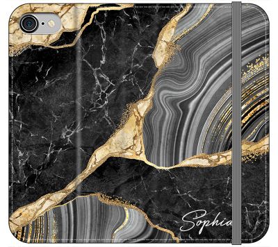 Personalised Black and Gold Marble Name iPhone 8 Case