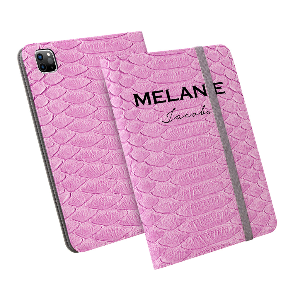 Personalised Pink Snake Skin Name iPad Pro Case