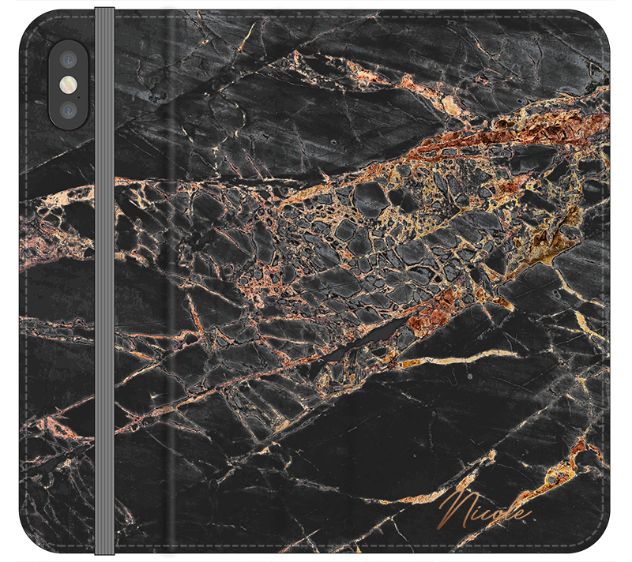 Personalised Slate Marble Bronze Initial iPhone X Case
