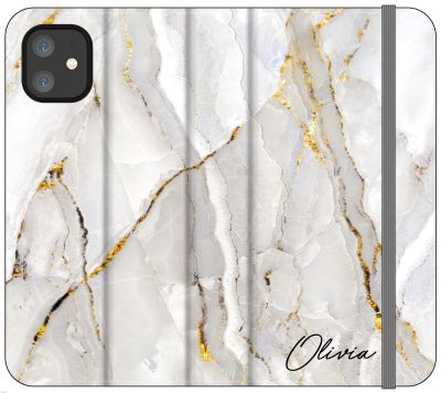 Personalised Cream Liquid Marble Name iPhone 12 Mini Case