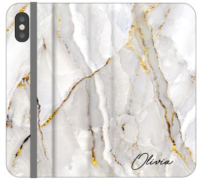 Personalised Cream Marble Name iPhone XS Case