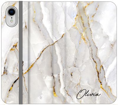 Personalised Cream Marble Name iPhone XR Case