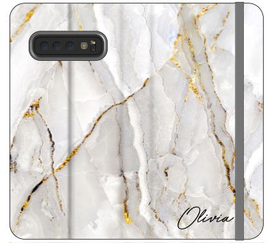 Personalised Cream Marble Name Samsung Galaxy S10 Case