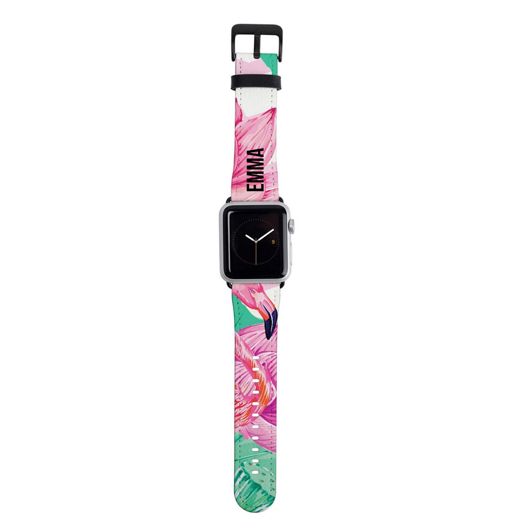 Personalised Flamingo Name Apple Watch Strap