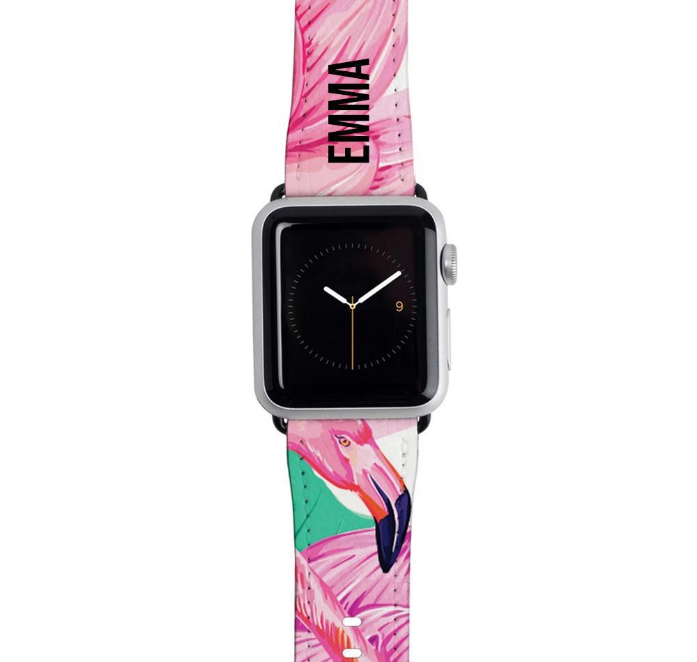 Personalised Flamingo Name Apple Watch Strap
