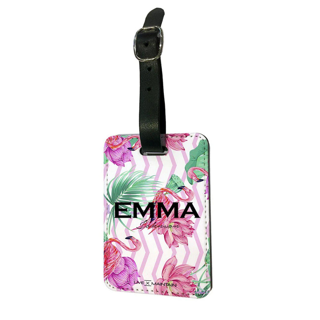 Personalised Flamingo Name Luggage Tag