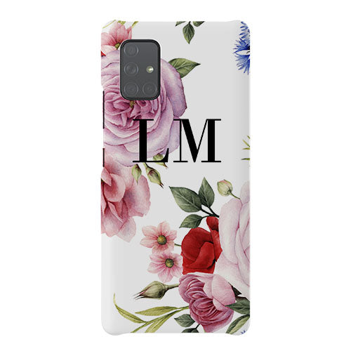 Personalised Floral Blossom Initials Samsung Galaxy A71 Case