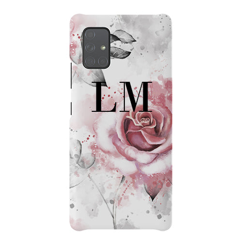Personalised Floral Rose Initials Samsung Galaxy A51 Case