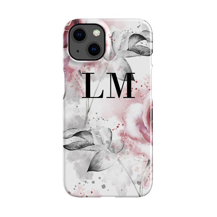 Personalised Floral Rose Initials iPhone 14 Plus Case