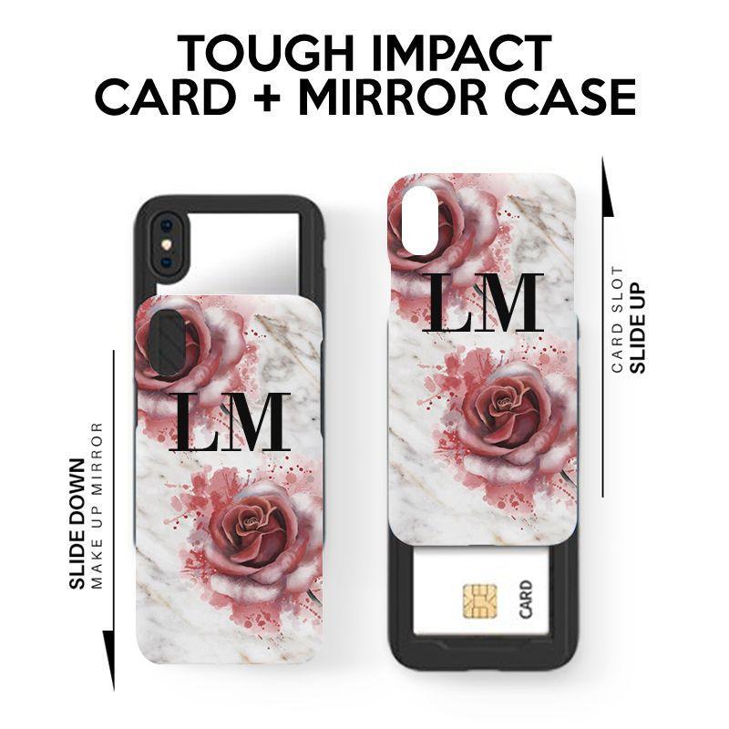 Personalised Floral Rose x White Marble Initials iPhone 12 Mini Case