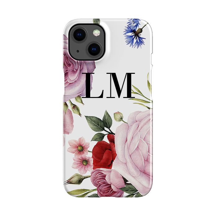 Personalised Floral Blossom Initials iPhone 14 Plus Case