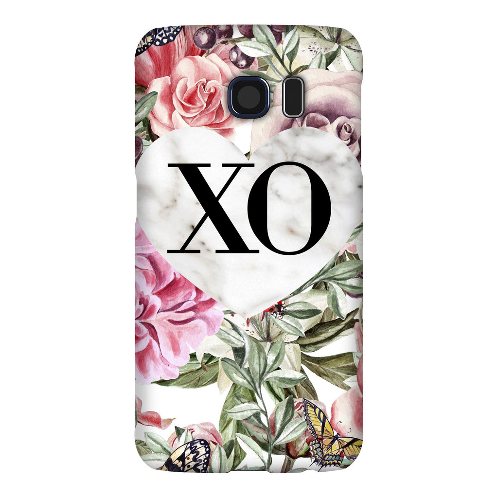 Personalised Floral Marble Heart Initials Samsung Galaxy S6 Edge Case