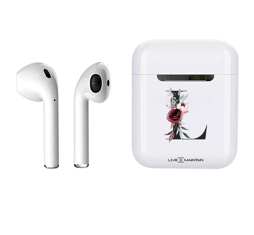 Personalised Floral Initial Smart Earbuds