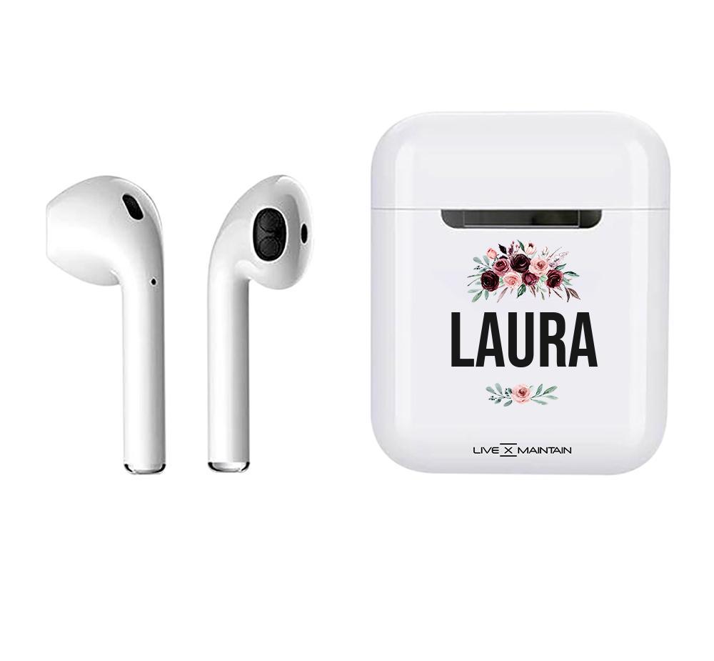 Personalised Floral Name Smart Earbuds