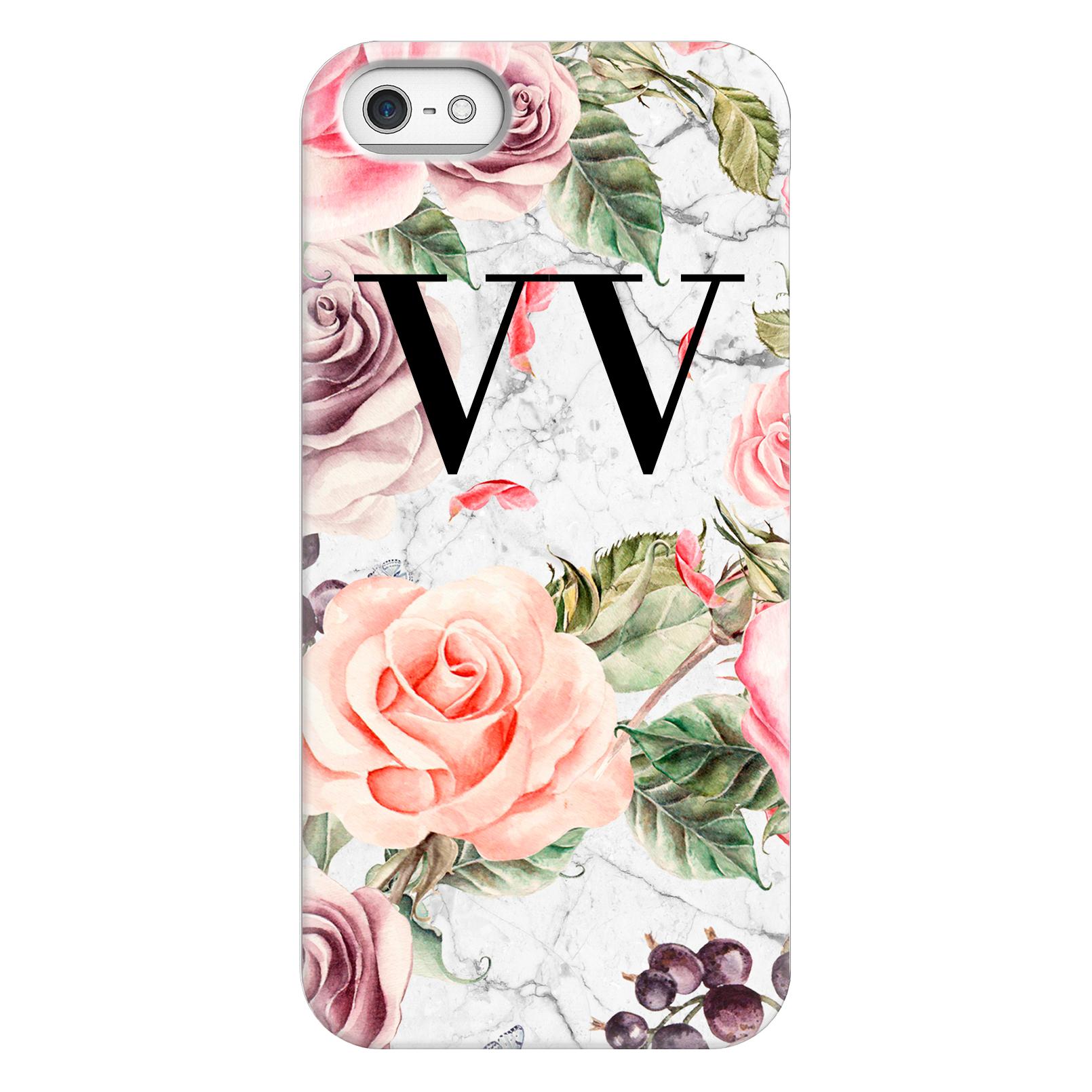 Personalised Watercolor Floral Initials iPhone 5 5s SE