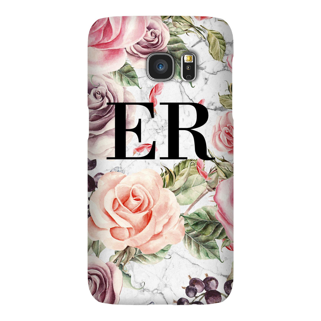 Personalised Watercolor Floral Initials Samsung Galaxy S7 Edge Case