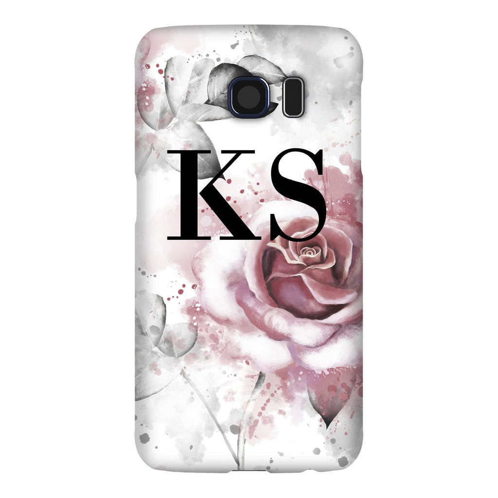Personalised Floral Rose Initials Samsung Galaxy S6 Edge Case