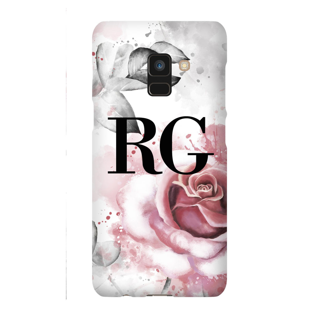Personalised Floral Rose Initials Samsung Galaxy A8 Case