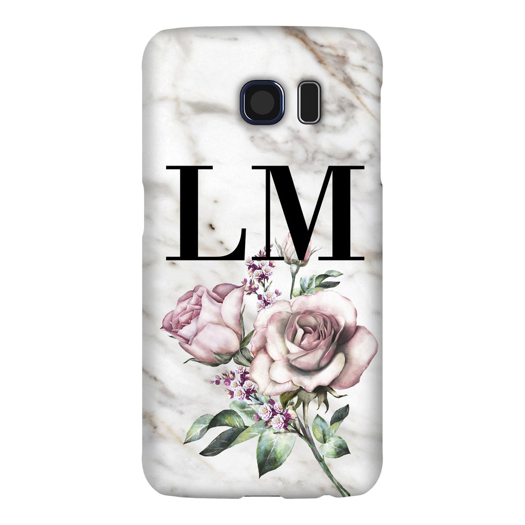 Personalised Floral Rose x Marble Initials Samsung Galaxy S6 Case
