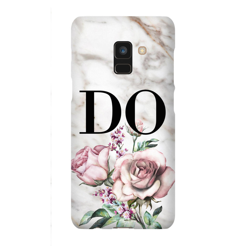 Personalised Floral Rose x Marble Initial Samsung Galaxy A8 Case