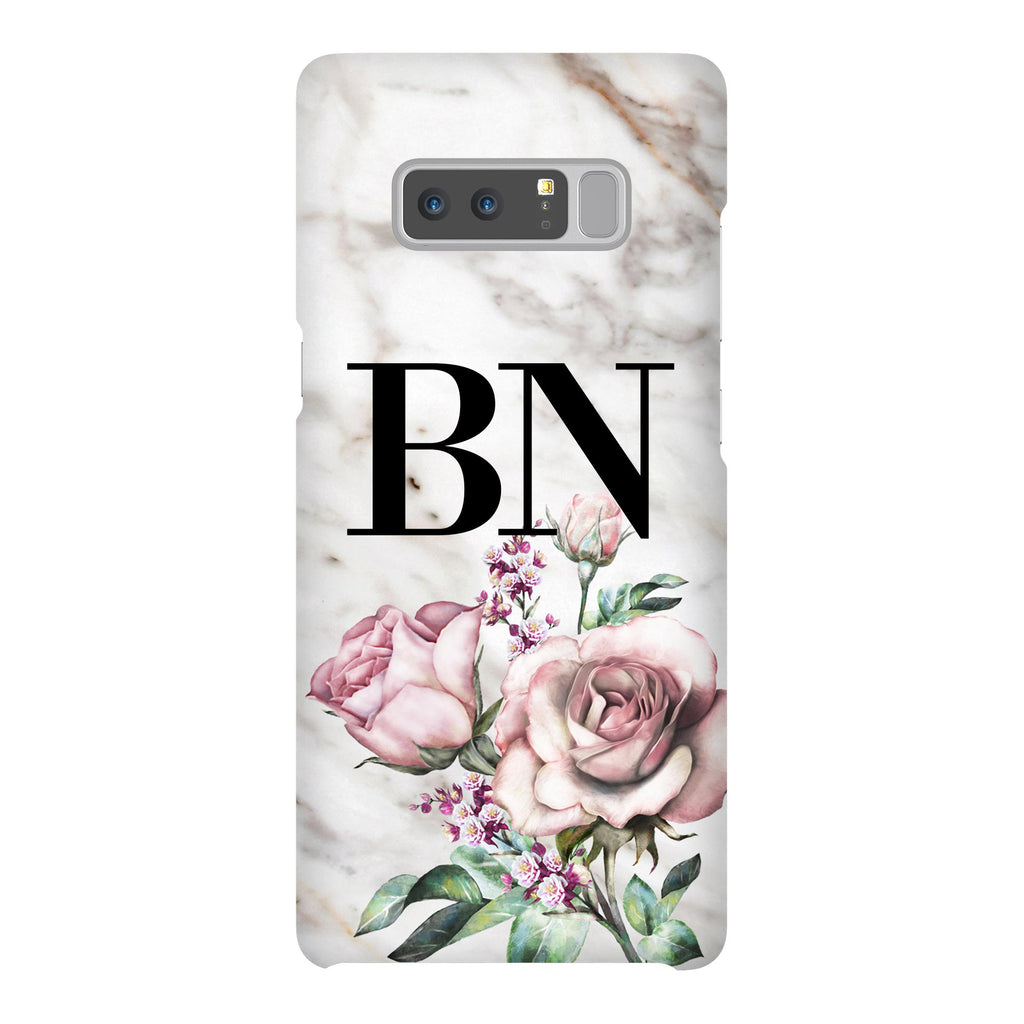 Personalised Floral Rose x Marble Initials Samsung Galaxy Note 8 Case
