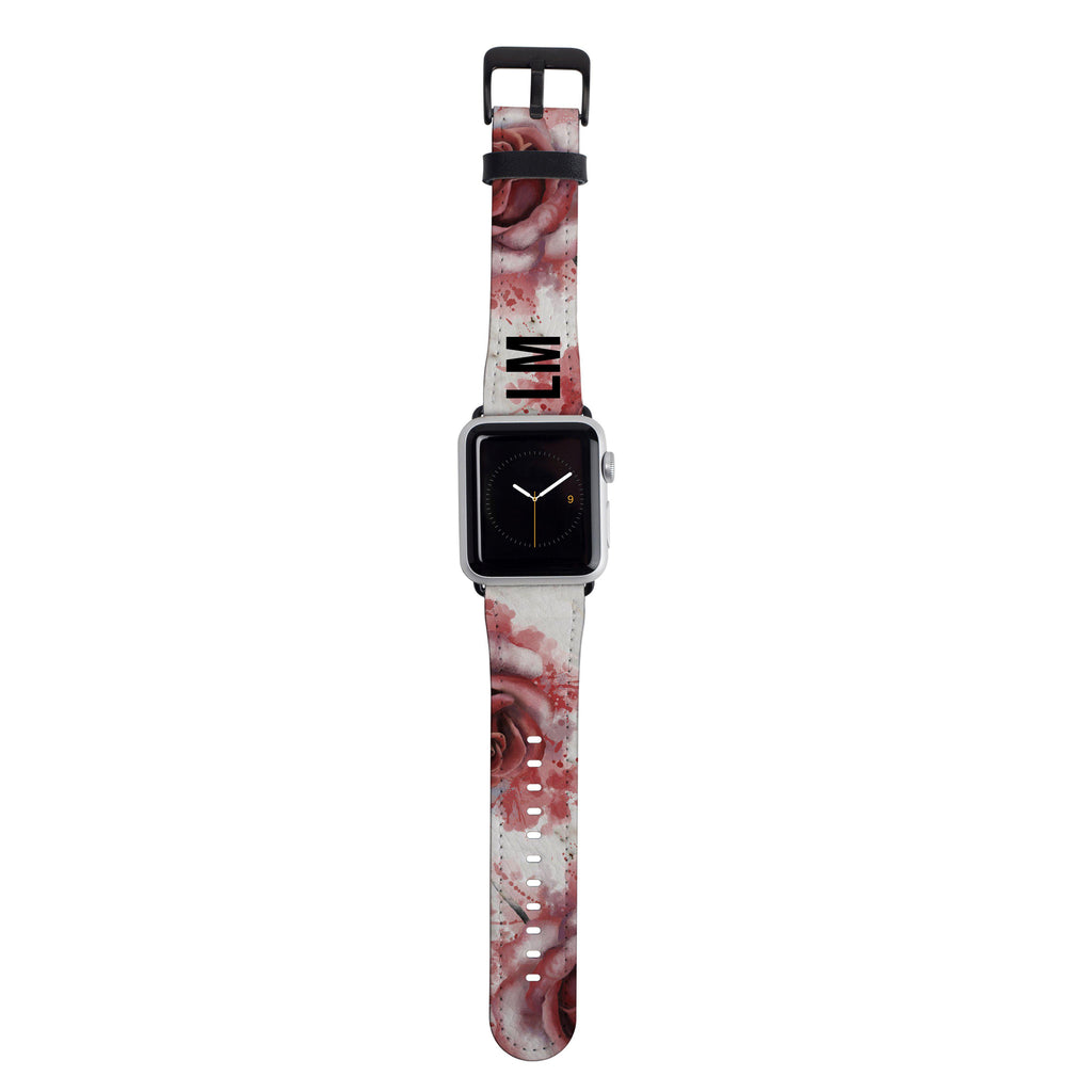 Personalised Floral Rose x White Marble Apple Watch Strap