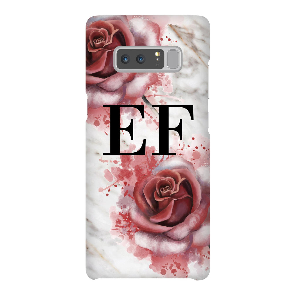 Personalised Floral Rose x White Marble Initials Samsung Galaxy Note 8 Case