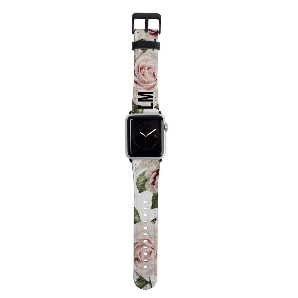 Personalised Floral White Rose Apple Watch Strap