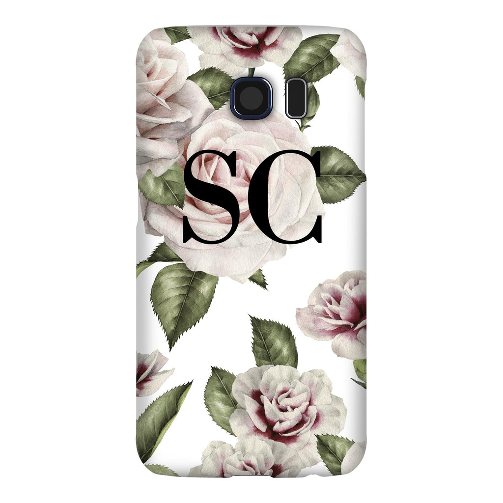 Personalised White Floral Rose Initials Samsung Galaxy S6 Case