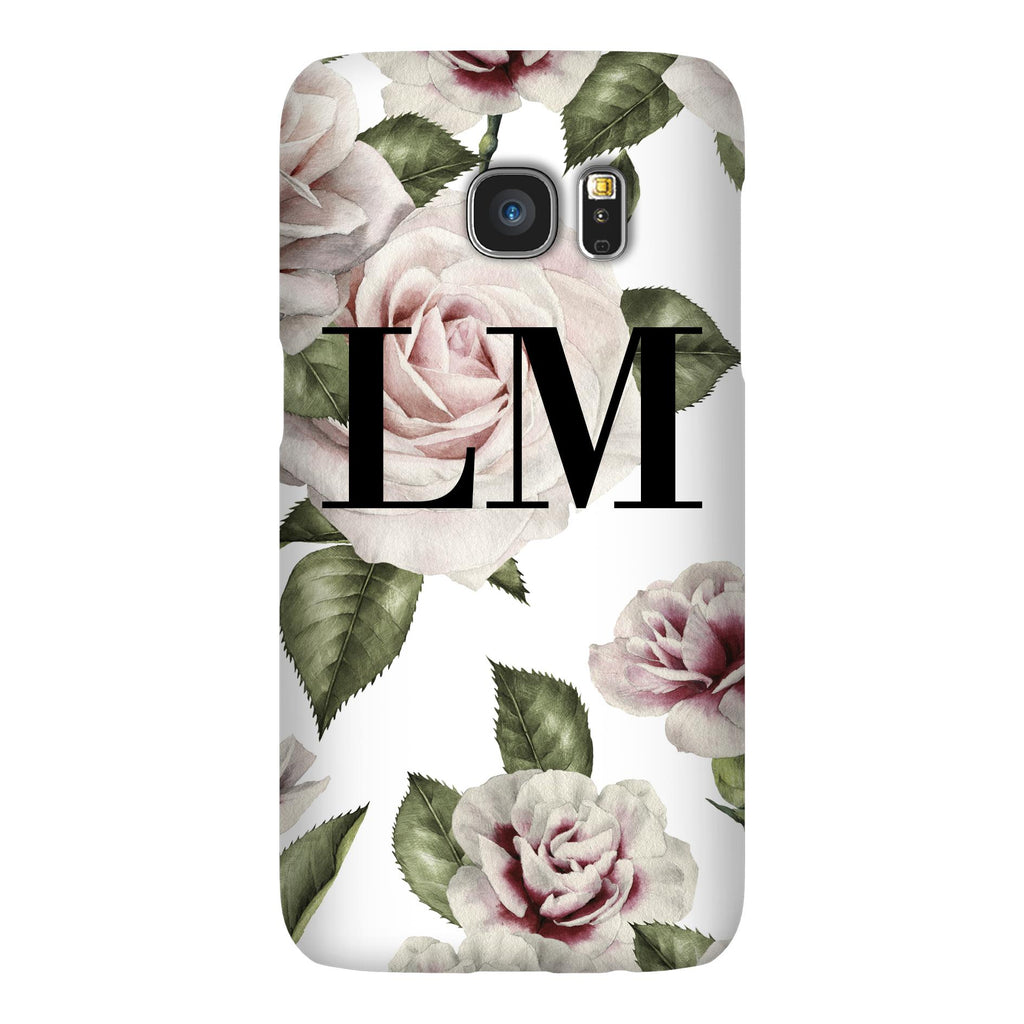Personalised White Floral Rose Initials Samsung Galaxy S7 Edge Case