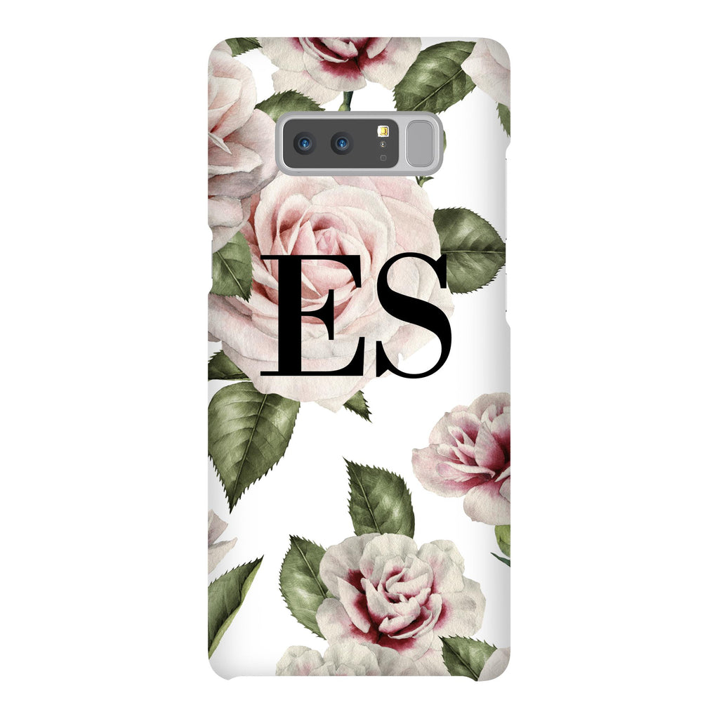 Personalised White Floral Rose Initials Samsung Galaxy Note 8 Case