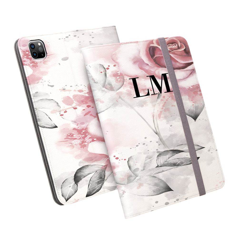 Personalised Floral Rose Initials iPad Pro Case