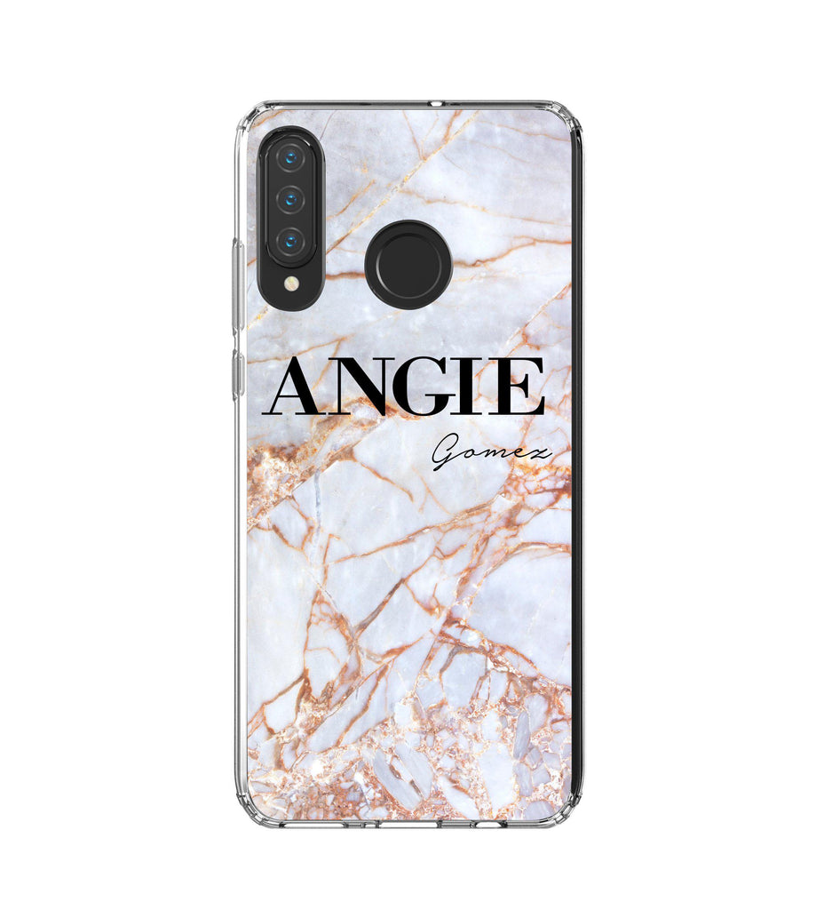 Personalised Fragment Marble Name Huawei P30 Lite Case