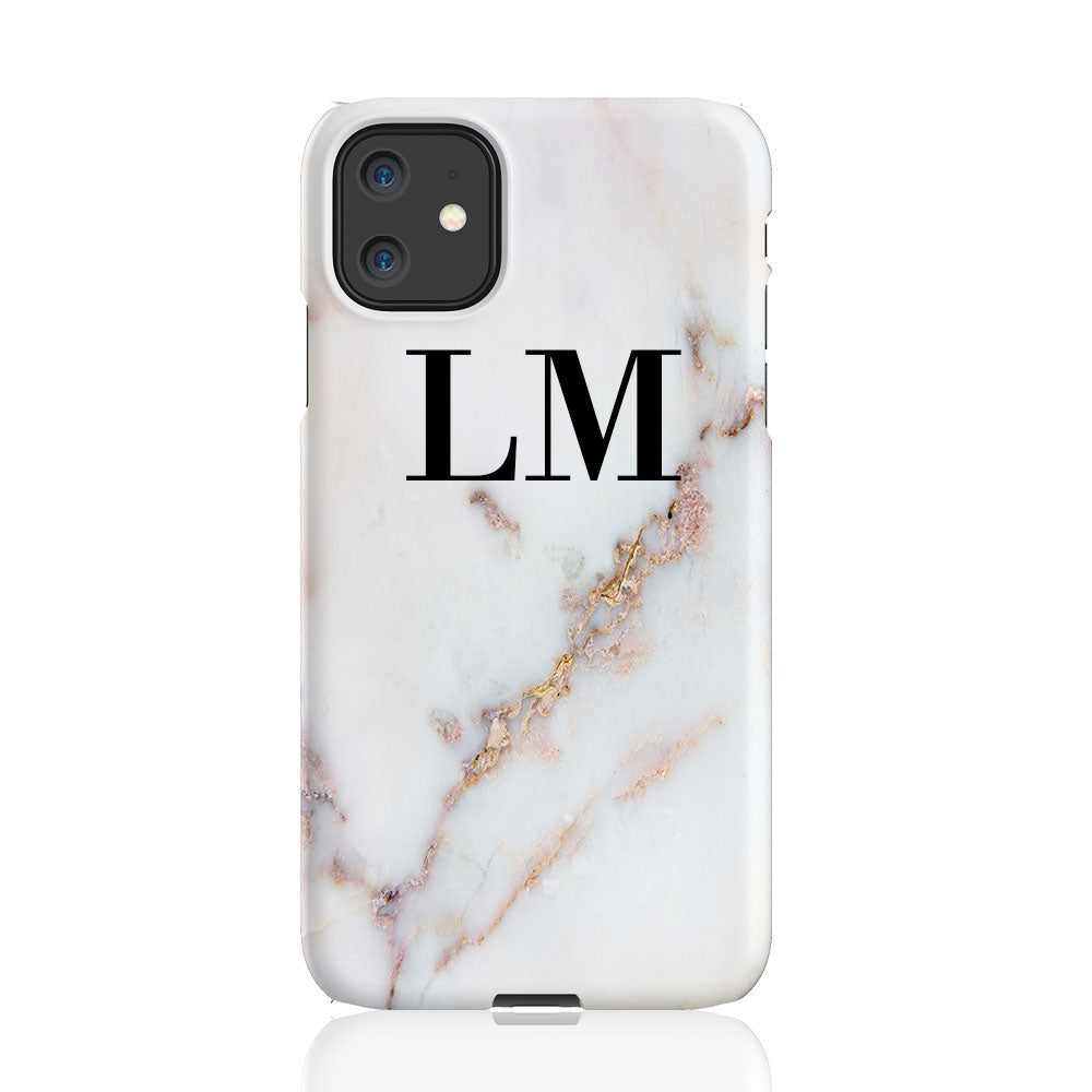 Personalised Gold Stained Marble Initials iPhone 11 Case