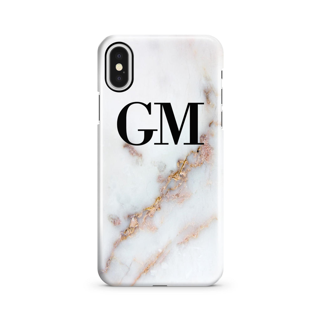 Personalised Gold Stained Marble initials iPhone X Case